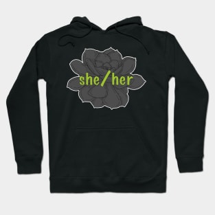 She/Her Pronoun (Succulent - Grey) Hoodie